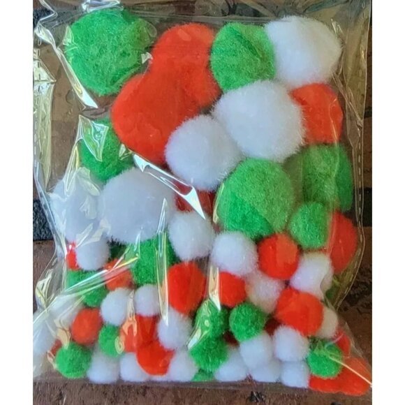 170 ~ Christmas Multicolored and Tinsel POM POMS ~ 1/4" to 1" ~ 2 packs - Picture 3 of 3